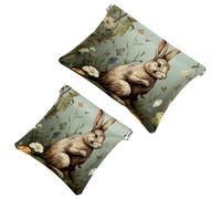 Tu solución de viaje: 2 bolsas de metralla Lovely Rabbits-177 - Bolsa de maquillaje compacta, multicolor 06, A：7.1x5.8in/18x14.8cm，B:4.7x4.5in/12x11.5cm