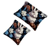 Tu solución de viaje: 2 bolsas de metralla Lovely Rabbits-78 - Bolsa de maquillaje compacta, multicolor 01, A：7.1x5.8in/18x14.8cm，B:4.7x4.5in/12x11.5cm