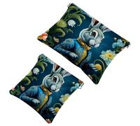 Tu solución de viaje: 2 bolsas de metralla Lovely Rabbits-78 - Bolsa de maquillaje compacta, Multicolor 08, A：7.1x5.8in/18x14.8cm，B:4.7x4.5in/12x11.5cm