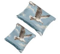 Tu solución de viaje: 2 bolsas de metralla The Sea and Seagulls-111 - Bolsa de maquillaje compacta, multicolor, (Multicolor 04), A：7.1x5.8in/18x14.8cm，B:4.7x4.5in/12x11.5cm