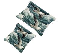 Tu solución de viaje: 2 bolsas de metralla The Sea and Seagulls-111 - Bolsa de maquillaje compacta, Multicolor 01, A：7.1x5.8in/18x14.8cm，B:4.7x4.5in/12x11.5cm