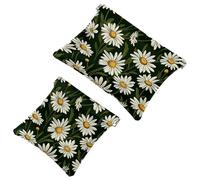 Tu solución de viaje: 2 bolsas de metralla White Art Daisy-375 - Bolsa de maquillaje compacta, Multicolor 01, A:7.1x5.8in/18x14.8cm,B:4.7x4.5in/12x11.5cm