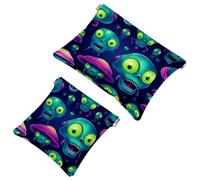 Tu solución de viaje: 2 bonitas bolsas de metralla verde Alien-45 - Bolsa de maquillaje compacta, Multicolor 10, A：7.1x5.8in/18x14.8cm，B:4.7x4.5in/12x11.5cm