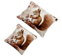 Tu solución de viaje: 2 patrones de ardilla en ramas de pino, bolsa de metralla 1299, bolsa de maquillaje compacta, Multicolor 10, A：7.1x5.8in/18x14.8cm，B:4.7x4.5in/12x11.5cm