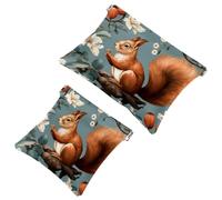 Tu solución de viaje: 2 patrones de ardilla en ramas de pino, bolsa de metralla 1299, bolsa de maquillaje compacta, multicolor 06, A：7.1x5.8in/18x14.8cm，B:4.7x4.5in/12x11.5cm