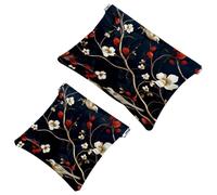 Tu solución de viaje: 2 piezas coloridas de hojas de arce entretejidas, bolsa de metralla 1365, bolsa de maquillaje compacta, Multicolor 09, A：7.1x5.8in/18x14.8cm，B:4.7x4.5in/12x11.5cm