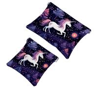 Tu solución de viaje: bolsa de maquillaje compacta con diseño de unicornio estrellado de ensueño 1200, Multicolor 02, A:7.1x5.8in/18x14.8cm,B:4.7x4.5in/12x11.5cm