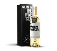 «Tu sonrisa es mi armadura» Mensaje en una Botella. Vino Blanco Premium Verdejo Joven + Gift Box. Etiqueta Blanca PERSONALIZABLE