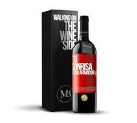 «Tu sonrisa es mi armadura» Mensaje en una Botella. Vino Tinto Premium Reserva 12 Meses + Gift Box. Etiqueta Roja PERSONALIZABLE
