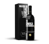 «Tu sonrisa es mi armadura» Mensaje en una Botella. Vino Tinto Premium Reserva 12 Meses + Gift Box. Etiqueta Negra PERSONALIZABLE