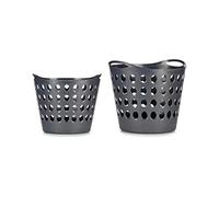 TU TENDENCIA ÚNICA Cesto redondo de Plástico para Ropa Sucia. 50 Litros de Capacidad. Lleva Asas. Cesto para la Colada (Gris)