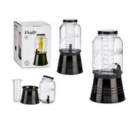 Tarro Dispensador de Bebidas 3.8L/5L/8L con Grifo Hermético y Tapa de Vidrio Cristal Transparente para Agua, Jugos y Cócteles