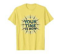 Tu Tiempo es Ahora diseño gráfico Motivacional Camiseta, Hombre, Limón, M