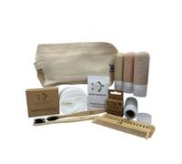 Tu-Untangle Holiday Essentials - Kit de inodoro de desperdicio cero juego de viaje - Bamboo Peine, Toothbrush, Toothpicks, brotes de algodón, almohadillas y bolsas, botellas de viaje, Botellas de luz,