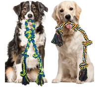 TUAHOO Paquete de 2 juguetes de cuerda para perros para razas medianas y grandes, juguete indestructible para masticadores agresivos, juguete de cuerda resistente 100% algodón para tirar de la guerra,