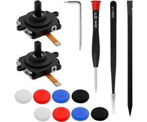 TUAKIMCE 2 Pcs Joystick Replacement Kit for Oculus/Meta Quest 2 Controller, Left & Right Joystick Analog Set with Joystick Caps for VR Controller,Repair Tool Set for VR Controller