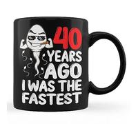 TUANDANG Good Deal - Taza de café negra divertida para hombre de 40 cumpleaños de 40 años atrás I Was The Fastest Funny Black Coffee Mug 325 ml