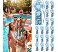 Tuanse 24 ventiladores de piscina Goodbye School Hello Pool para fin de clases, mini batería personal portátil de mano, potente ventilador de bolsillo pequeño a granel para regalos de fiesta de verano