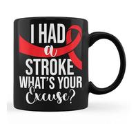 TUANTUYETVOI Taza negra de 325 ml con texto en inglés "I Had A Stroke - Stroke Survivor Red Awareness Ribbon"