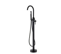 Tub Filler Freesding Bathtub Faucet Brass Bath Shower Mixer Floor Mounted Bathtub Faucet Set Single Handle Bathroom Faucets with Handheld Shower,blackA