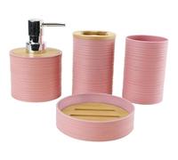 Tubayia 4 accesorios de baño dispensador de jabón decorativo moderno decoración de baño titular de cepillo de dientes enjuague bucal taza para encimera vanidad (rosa)