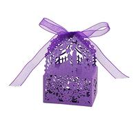 Tubayia - 50 Cajas de Dulces para Bodas o Chocolate, Caja de Regalo con Lazos para decoración de Boda, Morado