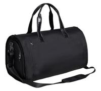 Tubayia Bolsa de ropa con compartimento para zapatos para hombres y mujeres, bolso de hombro, bolso de mano, bolso de viaje, correa ajustable (poliéster marrón)