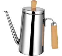 Tubayia Botella dispensadora de acero inoxidable multiusos con mango, boquilla larga y estrecha, depósito de aceite portátil para el hogar (mango de madera de 700 ml)