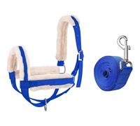 Tubayia Cabestro de vaca con cuerda de guía, suministros esenciales para barn, accesorios profesionales, bridas de toro, ajustable para, toros, animales, caballos (azul S)