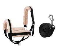 Tubayia Cabestro de vaca con cuerda de guía, suministros esenciales para barn, accesorios profesionales, bridas de toro, ajustable para, toros, animales, caballos (negro L)