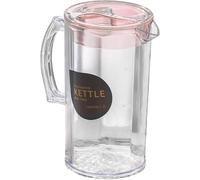 Tubayia Jarra de agua, tetera helada con asa, gran capacidad con tapa, jarra de agua para zumo de frigorífico, helado, té, limonada transparente (rosa, redondo)