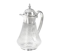 Tubayia Jarra de cristal multifuncional con boquilla, café transparente, jarra de agua versátil para el hogar, la cocina y la preparación de bebidas (plata)
