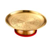 Tubayia Plato de fruta budista, cuenco para servir con pie, soporte para el hogar, accesorios rituales, cuenco de sacrificio, bandeja para servir para bodas, postre del templo (7 pulgadas Fu Character
