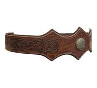 Tubayia Renacimiento medieval repujado cuero sintético tocado retro ajustable cosplay disfraz accesorios olas diadema marrón oscuro