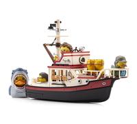 TUBBZ Jaws - Coffret de Collection Avec modèle flottant du Bateau Orca et Figurines de Bain - Inclut Bruce le Requin et Les Mini-Figurines Canard de Quint, Hooper et Brody