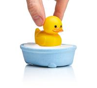 TUBBZ Mini: Juguete de baño burbujeante con Pato de Goma Sorpresa en bañera Azul - Aditivo de baño perfumado y Divertido Regalo para niños y coleccionistas