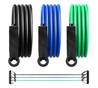 Tube Expander Premium Juego de 3 | Banda de Resistencia con Asas de Espuma en 3 Diferentes fortalezas, incluida la aplicación de Entrenamiento | para Yoga, Pilates, Banda