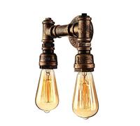 Tubería de Agua Edison Fuentes de luz Vintage Rústico Hierro Forjado E27 Portalámparas Aplique de Pared Iluminación Decorativa Bronce Lámpara de Pared de Doble Cabeza para Cocina Café Bar