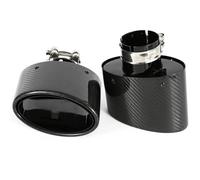 Tuberia De Escape Punta De Escape Ovalada Fibra Carbono Brillante 2 Piezas Con Salida 150 Mm Tubo Ovalado Universal Silbato De Sonido Para Coche(54MM)