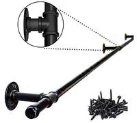 Tubería de viento industrial Tubería de agua Escalera Pasamanos de 8 pies, Hierro forjado Kindergarten Ático Entretenimiento Corredor interior y exterior Canal Pared Pasamanos de tubería negra, con accesorio de montaje