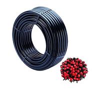 Tubería Goteo | 100m | color negro. Tubería riego de polietileno de baja densidad 16mm de diámetro + 100 goteros de riego regulables 0 a 70 litros/hora.
