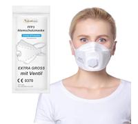 TubeRoo FFP3 Máscara con válvula de cabeza grande, forma de pez, 8 unidades máscaras, envío desde Alemania, cinta para la cabeza/oreja, respirador