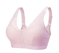 TUBETOP Sujetador De Mastectomía De Cobertura Completa Ropa Interior con Cremallera Frontal para Senos Falsos Sujetador De Bolsillo Especial Sujetador Suave Y Cómodo Pink-XL