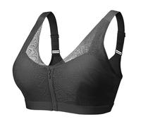 TUBETOP Sujetador De Mastectomía De Cobertura Completa Ropa Interior con Cremallera Frontal para Senos Falsos Sujetador De Bolsillo Especial Sujetador Suave Y Cómodo black-3XL