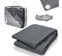 Tubiaz Alfombra de camping para exteriores, con 12 agujeros, 13 piquetas y bolsa de transporte, transpirable antideslizante, lavable, varios tamaños, 250 x 400 cm, gris y azul