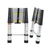 Tubiaz Escalera telescópica de Aluminio de 3,8 m, Interruptor de Seguridad multietapa, portátil, Antideslizante, Multiusos, Carga máxima 150 kg