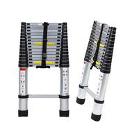 Tubiaz Escalera telescópica de Aluminio de 4,4 m, Interruptor de Seguridad multietapa, portátil, Antideslizante, Multiusos, Carga máxima 150 kg