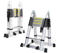 Tubiaz Escalera telescópica Plegable de Aluminio de 5m, portátil, Multiusos, Gran aplicabilidad, 2,5 m + 2,5 m, Plegable, soporta hasta 150 kg