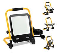 Tubiaz Foco de Trabajo LED, 150W Foco LED Portátil 13000LM 6000K Luz Blanca, con Soporte plegable, Luz de Trabajo Cable 3M con Enchufe, Impermeable IP66 Uso en Interiores y Exterior (M1-GGP8833x)