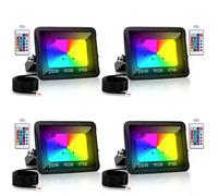 Tubiaz Foco LED Colores Exterior, 4pcs 20W RGB Proyector LED con Control Remoto, Impermeable IP66 16 colores y 4 modos Cambio de color Luz de seguridad, Función de Memoria(sin enchufe)